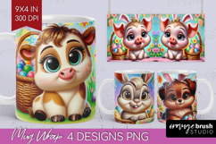 Easter Animals Mug Wrap - Cute Easter Mug PNG Sublimation Product Image 1