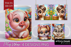 Easter Animals Mug Wrap - Cute Easter Mug PNG Sublimation Product Image 1