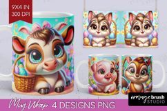 Easter Animals Mug Wrap - Cute Easter Mug PNG Sublimation Product Image 1