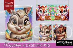 Easter Animals Mug Wrap - Cute Easter Mug PNG Sublimation Product Image 1