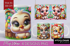 Easter Animals Mug Wrap - Cute Easter Mug PNG Sublimation Product Image 1