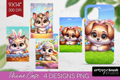 Easter Animals Phone Case PNG - Cute Easter Case PNG Product Image 1