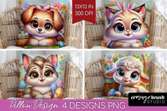 Easter Animals Pillow Sublimation - Cute Easter Pillow Cover Product Image 1