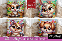 Easter Animals Pillow Sublimation - Cute Easter Pillow Cover Product Image 1