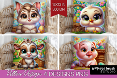 Easter Animals Pillow Sublimation - Cute Easter Pillow Cover Product Image 1
