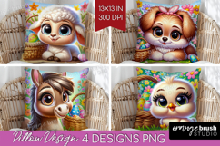 Easter Animals Pillow Sublimation - Cute Easter Pillow Cover Product Image 1