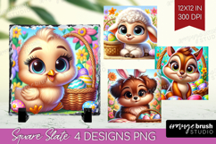 Easter Animals Slate PNG - Cute Easter Square Slate Product Image 1