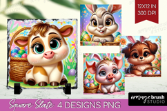 Easter Animals Slate PNG - Cute Easter Square Slate Product Image 1