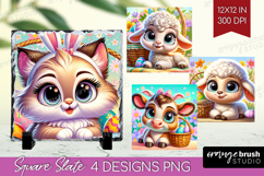 Easter Animals Slate PNG - Cute Easter Square Slate Product Image 1