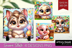Easter Animals Slate PNG - Cute Easter Square Slate Product Image 1