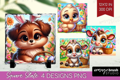 Easter Animals Slate PNG - Cute Easter Square Slate Product Image 1