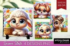 Easter Animals Slate PNG - Cute Easter Square Slate Product Image 1