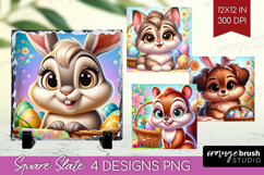 Easter Animals Slate PNG - Cute Easter Square Slate Product Image 1