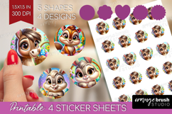 Easter Animals Round Sticker - Cute Easter Printable Sticker Product Image 1