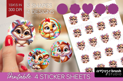 Easter Animals Round Sticker - Cute Easter Printable Sticker Product Image 1