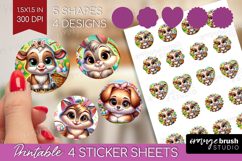 Easter Animals Round Sticker - Cute Easter Printable Sticker Product Image 1