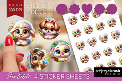 Easter Animals Round Sticker - Cute Easter Printable Sticker Product Image 1