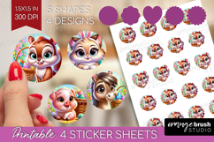 Easter Animals Round Sticker - Cute Easter Printable Sticker Product Image 1