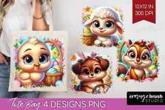Easter Animals Tote Bag - Cute Easter Tote Bag PNG Product Image 1