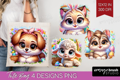 Easter Animals Tote Bag - Cute Easter Tote Bag PNG Product Image 1