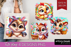 Easter Animals Tote Bag - Cute Easter Tote Bag PNG Product Image 1