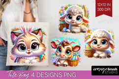 Easter Animals Tote Bag - Cute Easter Tote Bag PNG Product Image 1