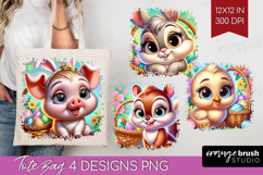 Easter Animals Tote Bag - Cute Easter Tote Bag PNG Product Image 1