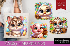 Easter Animals Tote Bag - Cute Easter Tote Bag PNG Product Image 1