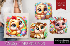 Easter Animals Tote Bag - Cute Easter Tote Bag PNG Product Image 1