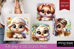 Easter Animals Tote Bag - Cute Easter Tote Bag PNG Product Image 1