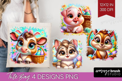 Easter Animals Tote Bag - Cute Easter Tote Bag PNG Product Image 1