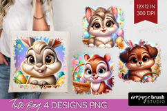Easter Animals Tote Bag - Cute Easter Tote Bag PNG Product Image 1