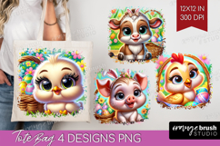 Easter Animals Tote Bag - Cute Easter Tote Bag PNG Product Image 1