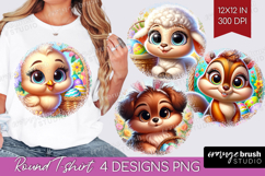Easter Animals Round Tshirt Background - Cute Easter PNG Product Image 1