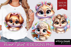 Easter Animals Round Tshirt Background - Cute Easter PNG Product Image 1
