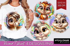 Easter Animals Round Tshirt Background - Cute Easter PNG Product Image 1