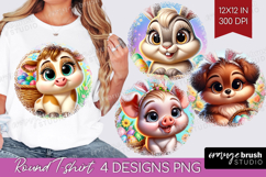 Easter Animals Round Tshirt Background - Cute Easter PNG Product Image 1