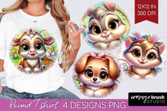 Easter Animals Round Tshirt Background - Cute Easter PNG Product Image 1