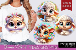 Easter Animals Round Tshirt Background - Cute Easter PNG Product Image 1