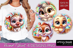 Easter Animals Round Tshirt Background - Cute Easter PNG Product Image 1