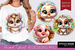 Easter Animals Round Tshirt Background - Cute Easter PNG Product Image 1