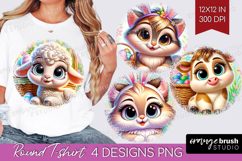 Easter Animals Round Tshirt Background - Cute Easter PNG Product Image 1