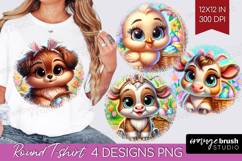 Easter Animals Round Tshirt Background - Cute Easter PNG Product Image 1