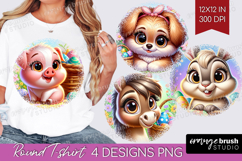 Easter Animals Round Tshirt Background - Cute Easter PNG Product Image 1