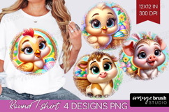 Easter Animals Round Tshirt Background - Cute Easter PNG Product Image 1
