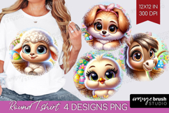 Easter Animals Round Tshirt Background - Cute Easter PNG Product Image 1