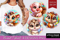 Easter Animals Round Tshirt Background - Cute Easter PNG Product Image 1