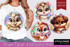 Easter Animals Round Tshirt Background - Cute Easter PNG Product Image 1