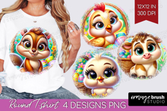 Easter Animals Round Tshirt Background - Cute Easter PNG Product Image 1
