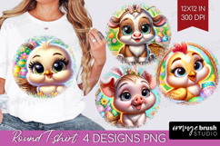 Easter Animals Round Tshirt Background - Cute Easter PNG Product Image 1